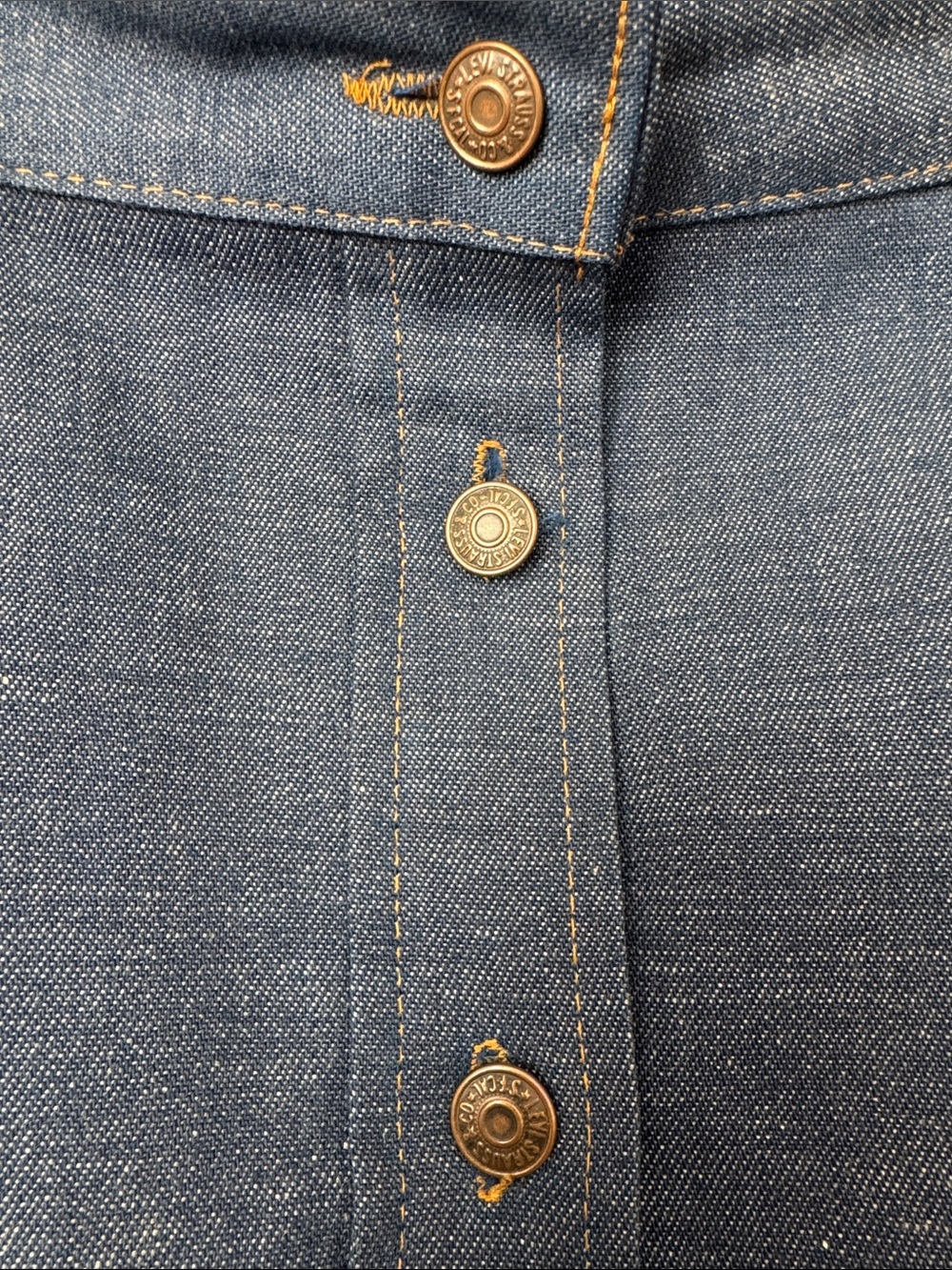 Vintage 1970s Levi's Orange Tab Medium Blue Button-Front A-Line Denim Skirt - Picture 2 of 16